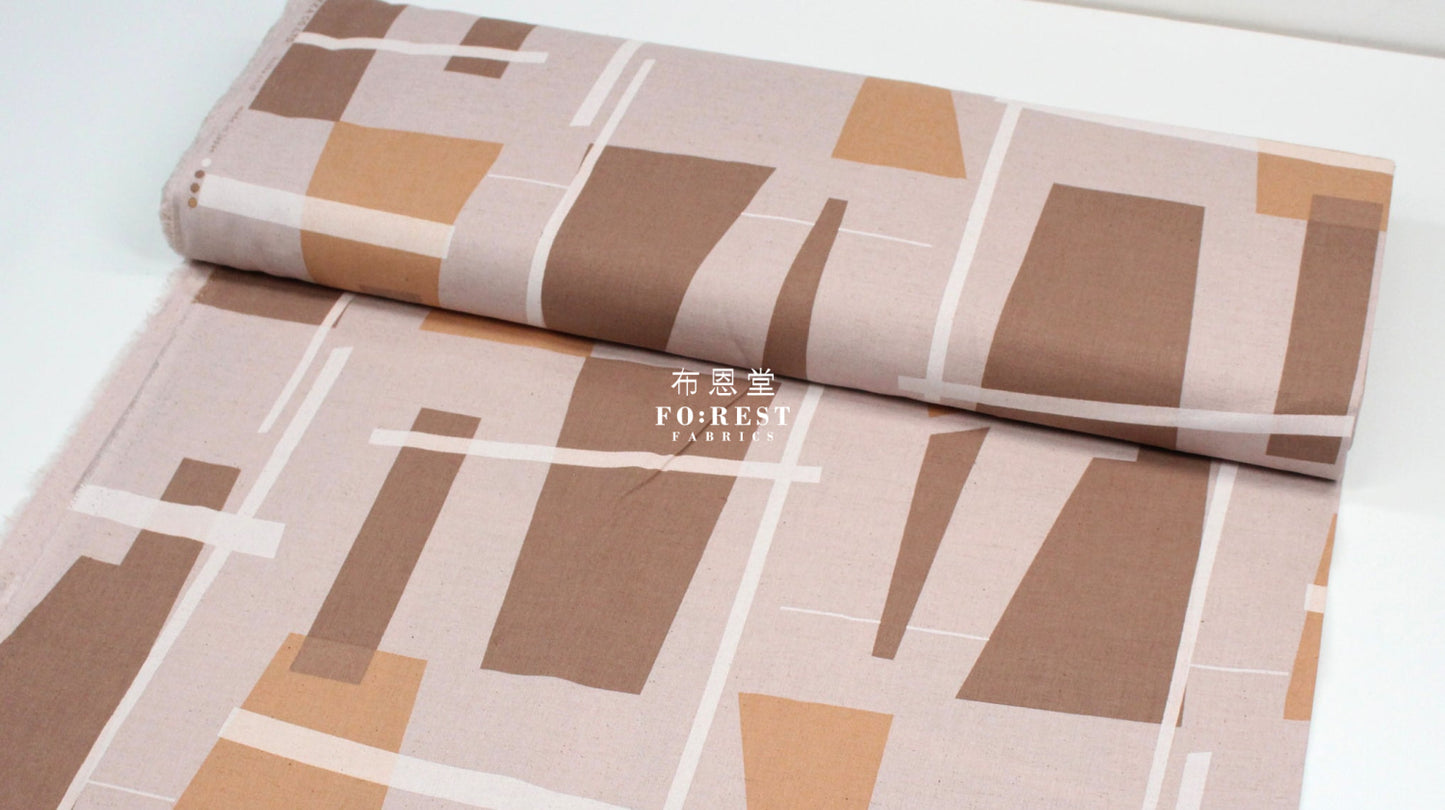 Cotton Linen - Modern Art Watercolor Multi Check Fabric Khaki