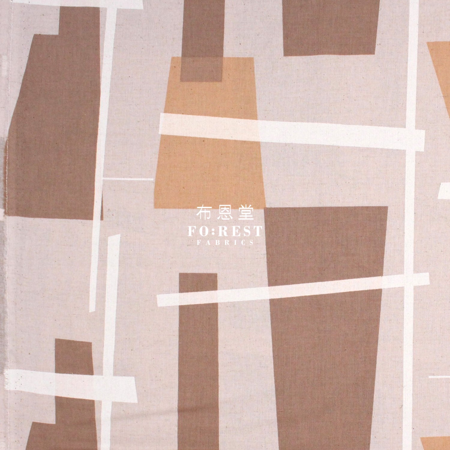 Cotton Linen - Modern Art Watercolor Multi Check Fabric Khaki