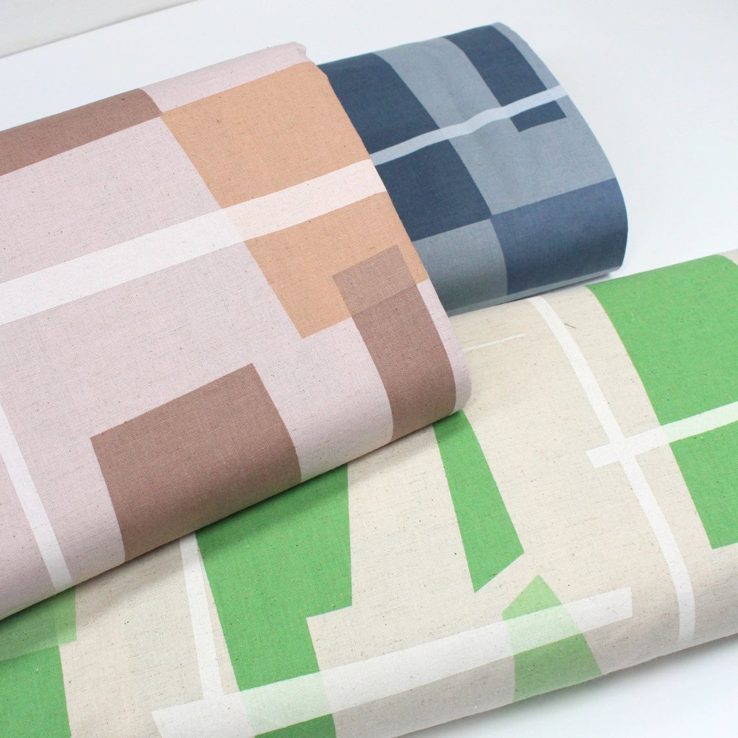 cotton linen - Modern art watercolor multi check fabric Navy - FO:REST Fabric 布恩堂Liberty fabrictana lawnjapanese fabricykk zipper