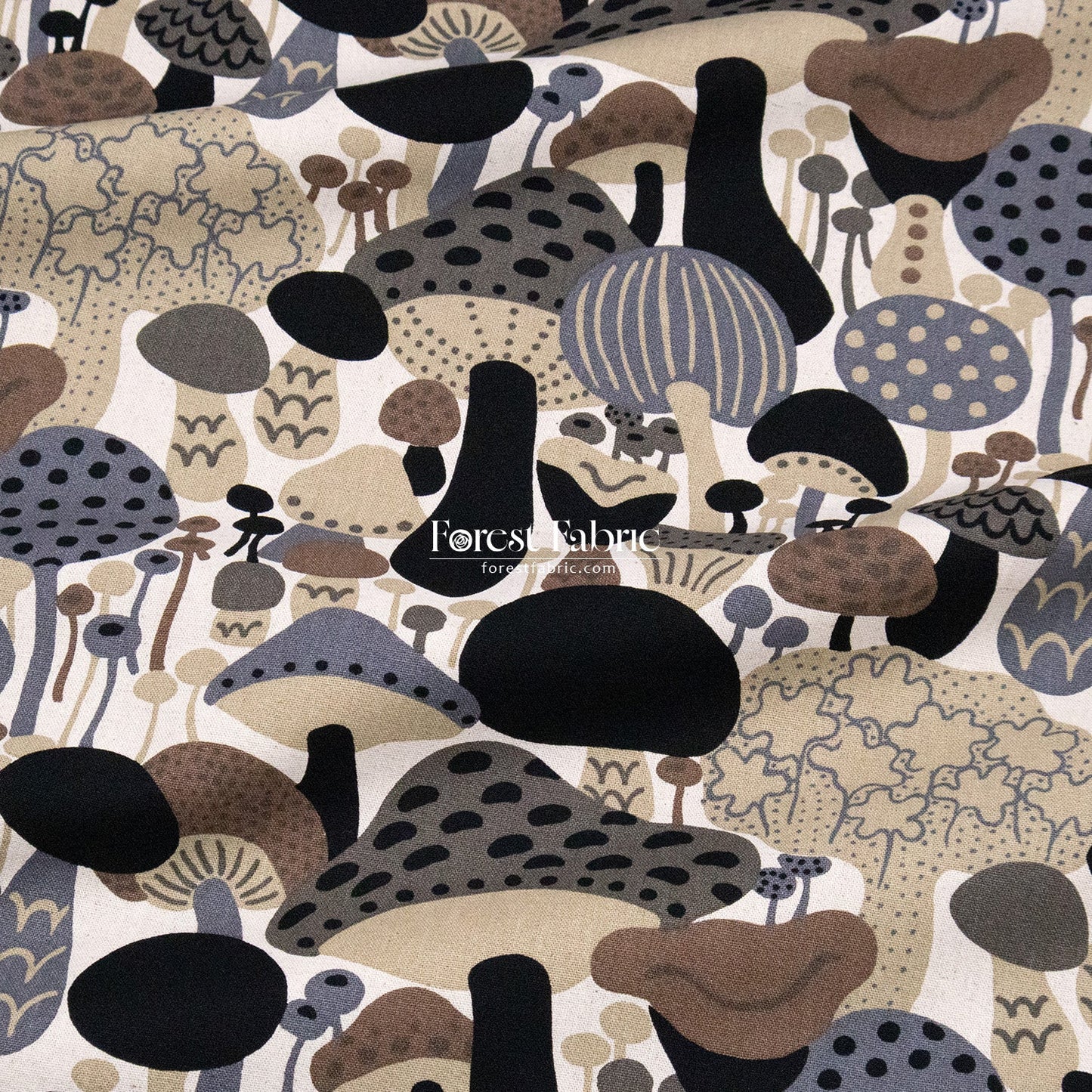 cotton linen - Mushroom fabric - FO:REST Fabric 布恩堂Liberty fabrictana lawnjapanese fabricykk zipper