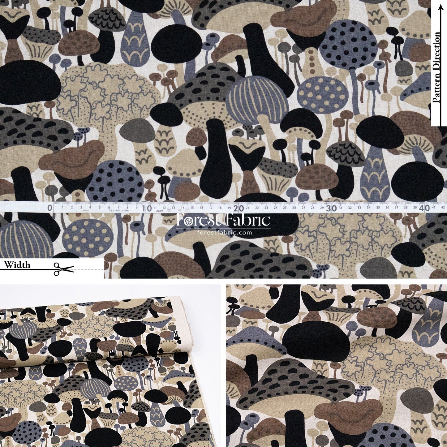 cotton linen - Mushroom fabric - FO:REST Fabric 布恩堂Liberty fabrictana lawnjapanese fabricykk zipper