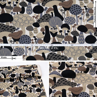 cotton linen - Mushroom fabric - FO:REST Fabric 布恩堂Liberty fabrictana lawnjapanese fabricykk zipper