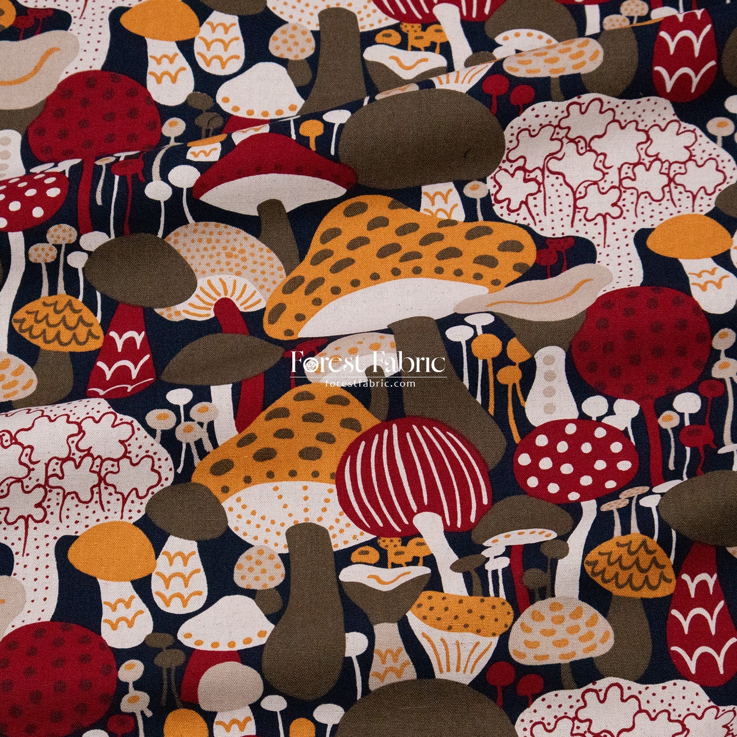 cotton linen - Mushroom fabric - FO:REST Fabric 布恩堂Liberty fabrictana lawnjapanese fabricykk zipper