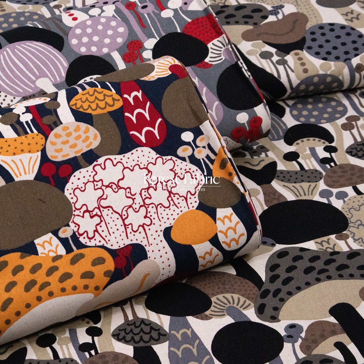 cotton linen - Mushroom fabric - FO:REST Fabric 布恩堂Liberty fabrictana lawnjapanese fabricykk zipper