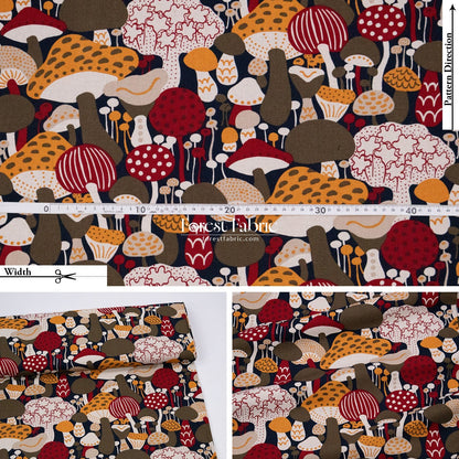 cotton linen - Mushroom fabric - FO:REST Fabric 布恩堂Liberty fabrictana lawnjapanese fabricykk zipper