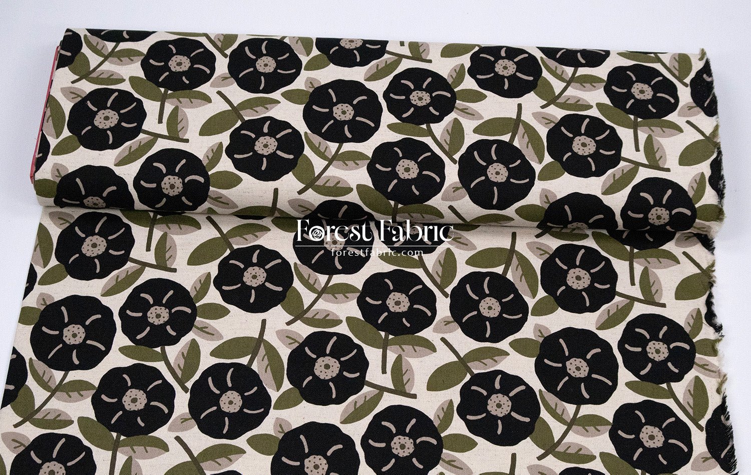 cotton linen - Olive Leaves & Blooms fabric - FO:REST Fabric 布恩堂Liberty fabrictana lawnjapanese fabricykk zipper