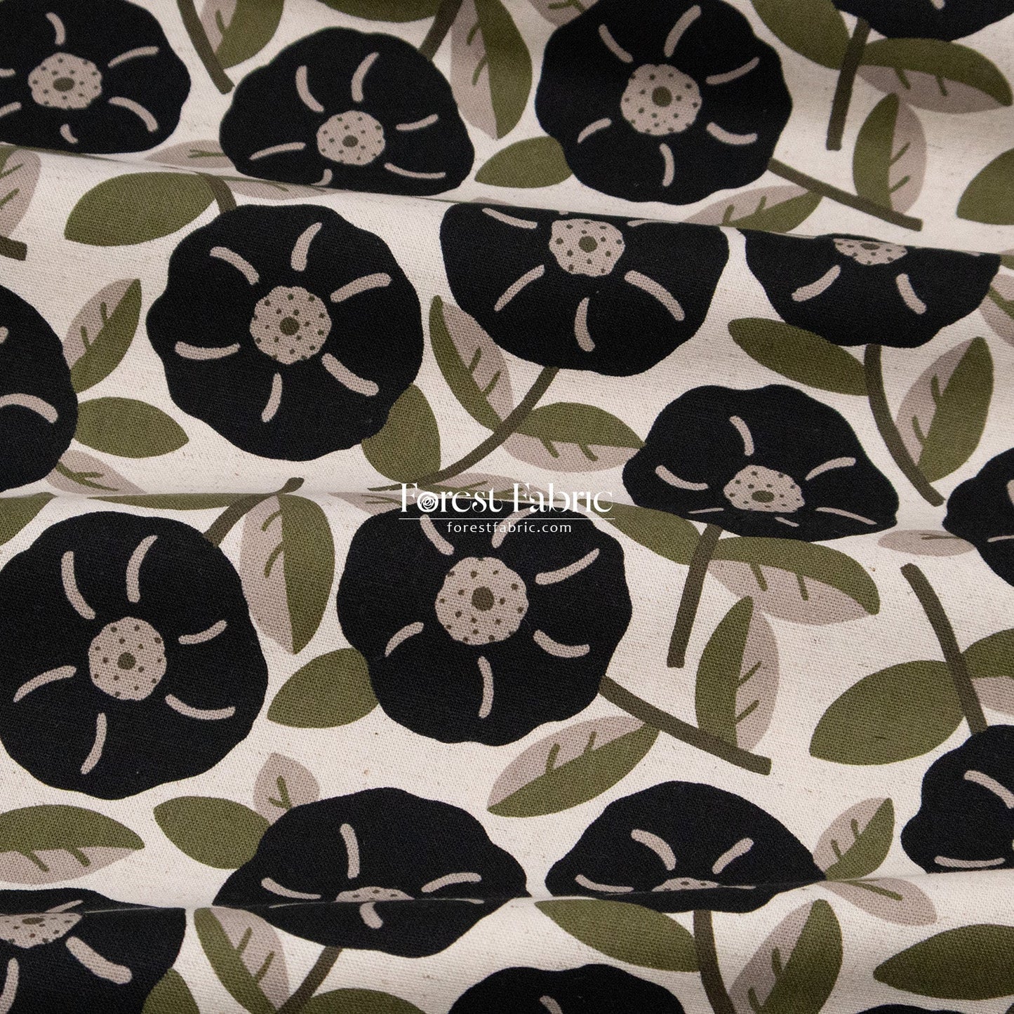 cotton linen - Olive Leaves & Blooms fabric - FO:REST Fabric 布恩堂Liberty fabrictana lawnjapanese fabricykk zipper