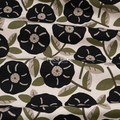cotton linen - Olive Leaves & Blooms fabric - FO:REST Fabric 布恩堂Liberty fabrictana lawnjapanese fabricykk zipper
