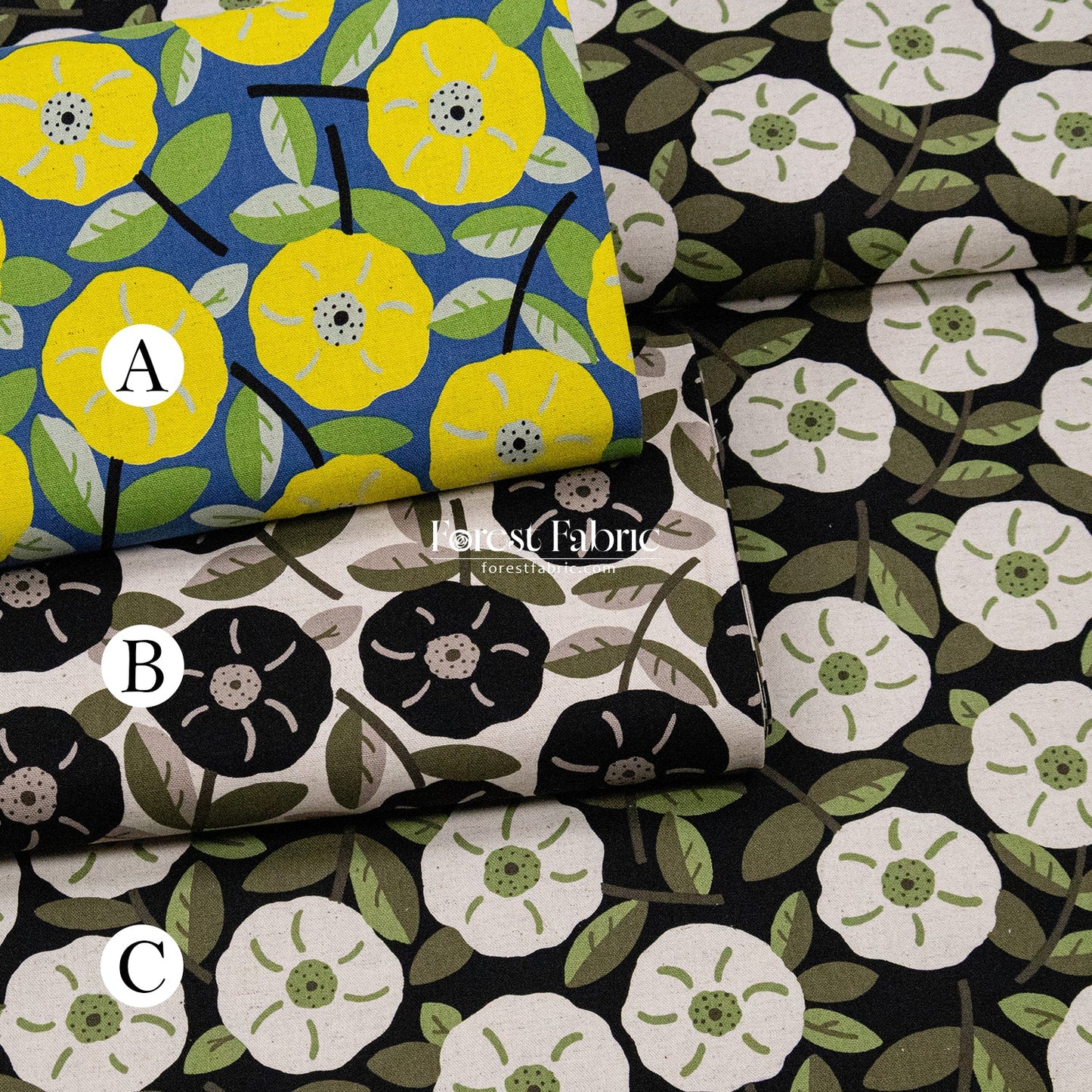 cotton linen - Olive Leaves & Blooms fabric - FO:REST Fabric 布恩堂Liberty fabrictana lawnjapanese fabricykk zipper