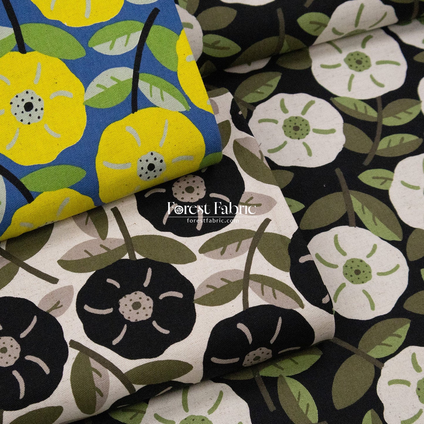 cotton linen - Olive Leaves & Blooms fabric - FO:REST Fabric 布恩堂Liberty fabrictana lawnjapanese fabricykk zipper