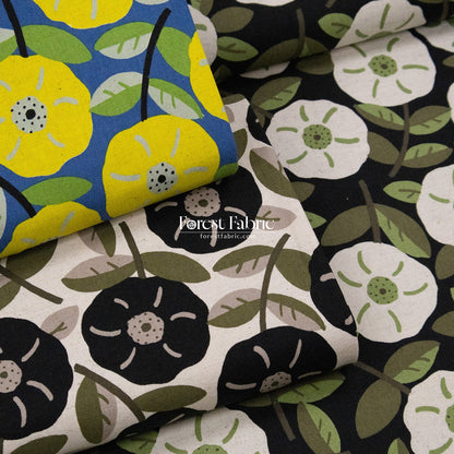 cotton linen - Olive Leaves & Blooms fabric - FO:REST Fabric 布恩堂Liberty fabrictana lawnjapanese fabricykk zipper