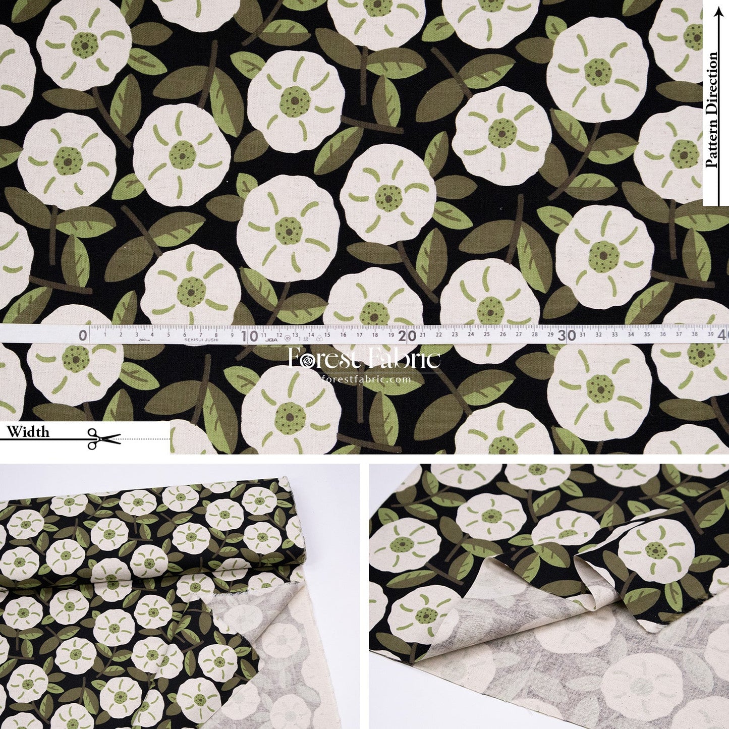 cotton linen - Olive Leaves & Blooms fabric - FO:REST Fabric 布恩堂Liberty fabrictana lawnjapanese fabricykk zipper