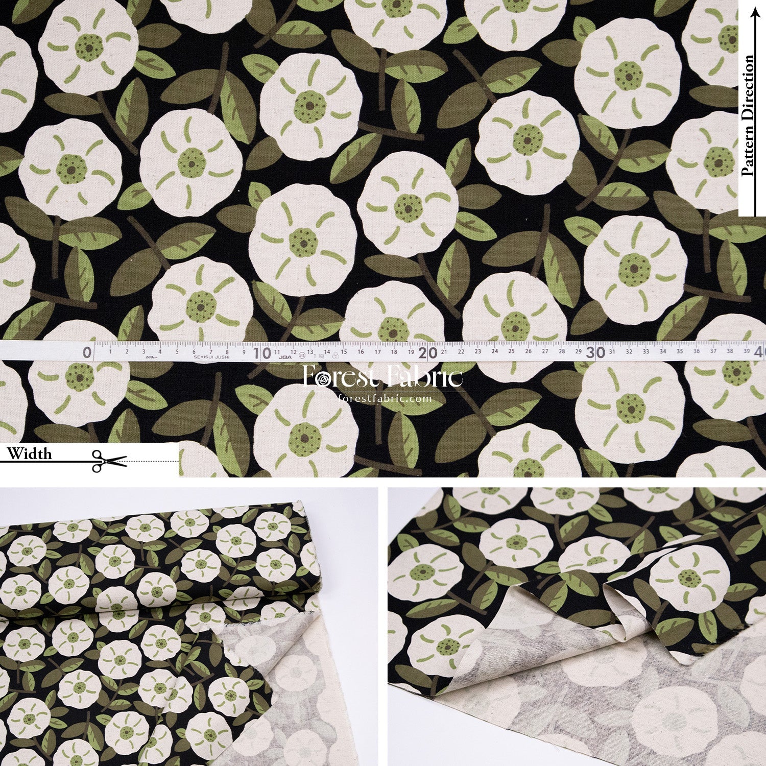 cotton linen - Olive Leaves & Blooms fabric - FO:REST Fabric 布恩堂Liberty fabrictana lawnjapanese fabricykk zipper