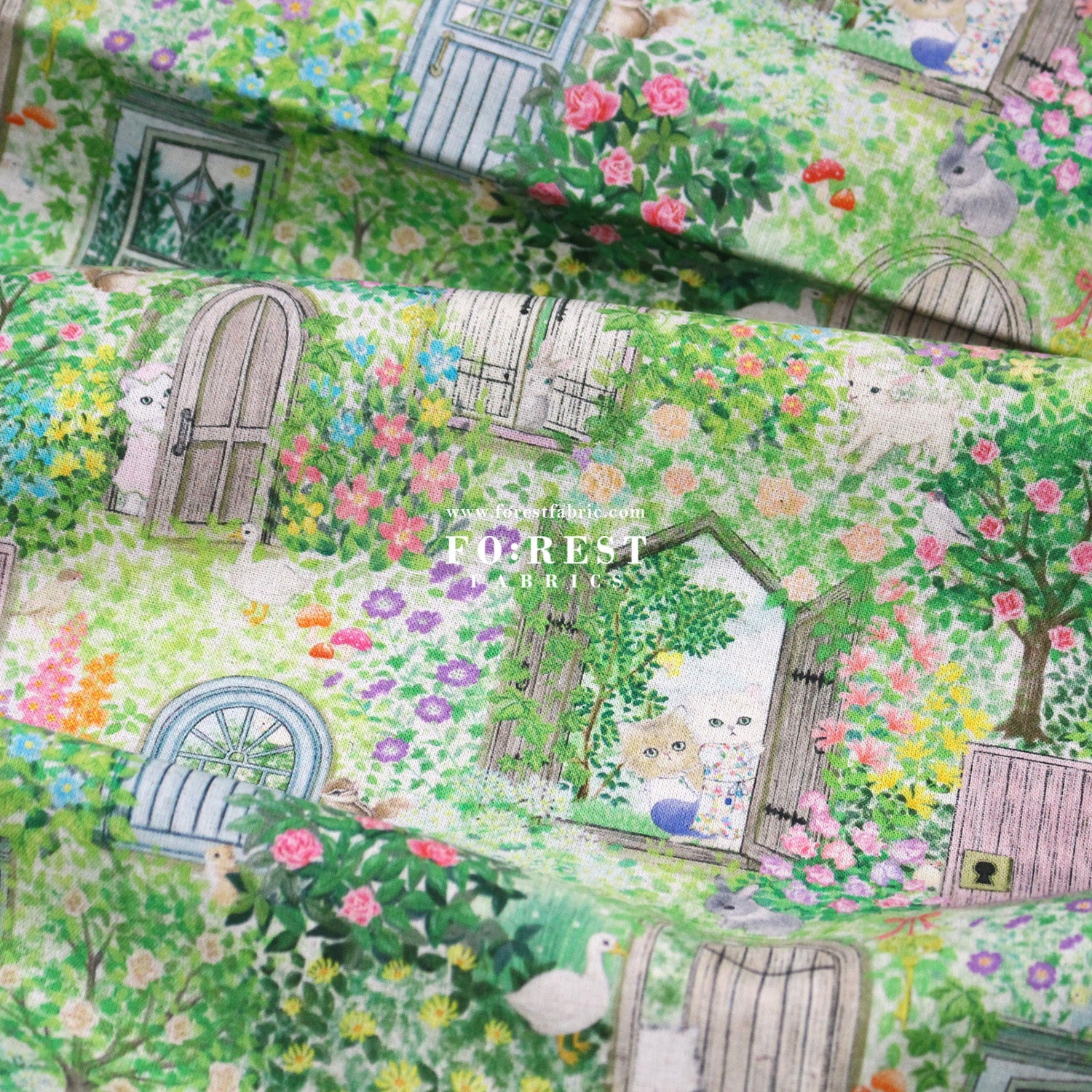 cotton linen - Secret Garden fabric - FO:REST Fabric 布恩堂Liberty fabrictana lawnjapanese fabricykk zipper
