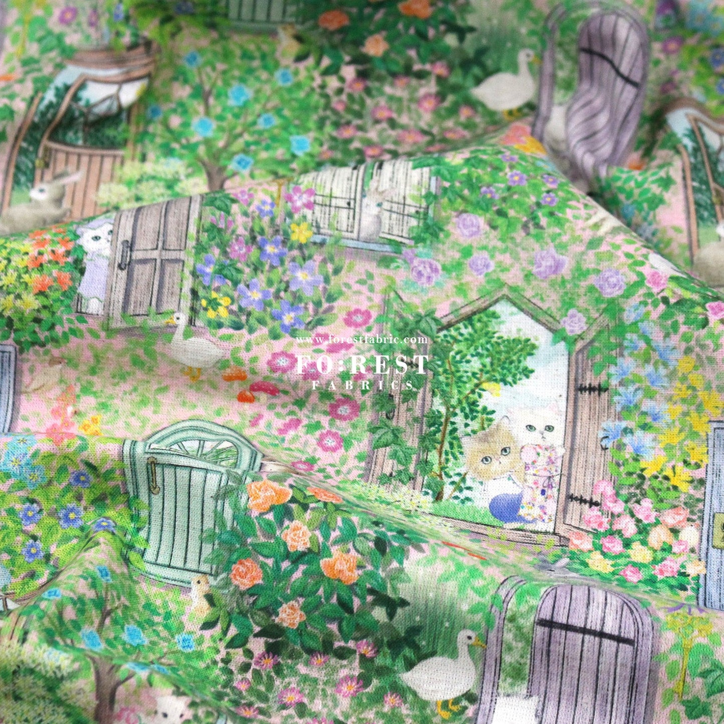 cotton linen - Secret Garden fabric - FO:REST Fabric 布恩堂Liberty fabrictana lawnjapanese fabricykk zipper