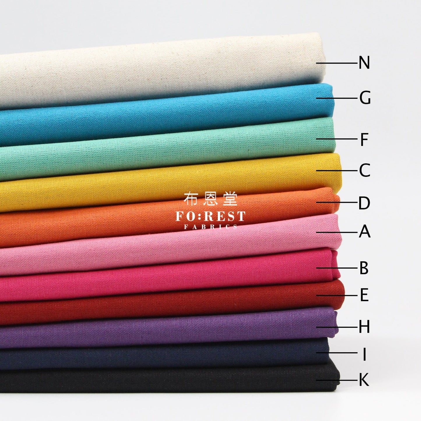 cotton linen - solid fabric 麻棉 - FO:REST Fabric 布恩堂Liberty fabrictana lawnjapanese fabricykk zipper