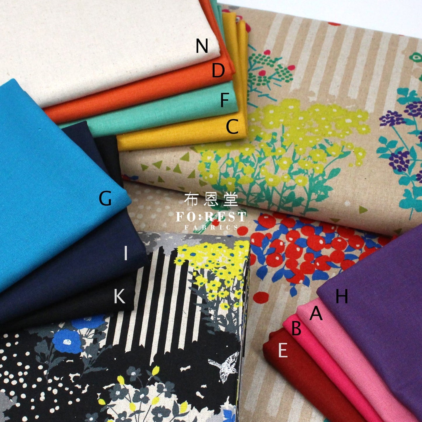 cotton linen - solid fabric 麻棉 - FO:REST Fabric 布恩堂Liberty fabrictana lawnjapanese fabricykk zipper