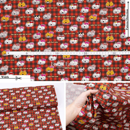 cotton linen - The cat is ugly but so cute fabric - FO:REST Fabric 布恩堂Liberty fabrictana lawnjapanese fabricykk zipper