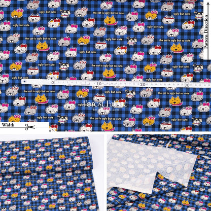 cotton linen - The cat is ugly but so cute fabric - FO:REST Fabric 布恩堂Liberty fabrictana lawnjapanese fabricykk zipper