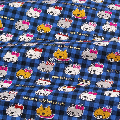 cotton linen - The cat is ugly but so cute fabric - FO:REST Fabric 布恩堂Liberty fabrictana lawnjapanese fabricykk zipper