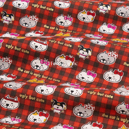 cotton linen - The cat is ugly but so cute fabric - FO:REST Fabric 布恩堂Liberty fabrictana lawnjapanese fabricykk zipper