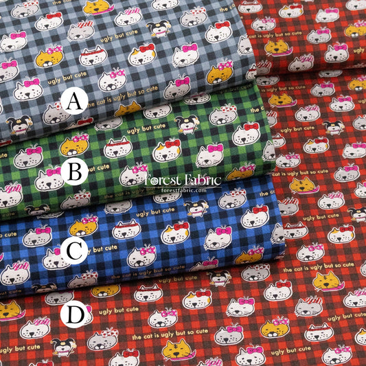 cotton linen - The cat is ugly but so cute fabric - FO:REST Fabric 布恩堂Liberty fabrictana lawnjapanese fabricykk zipper