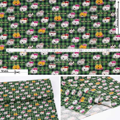 cotton linen - The cat is ugly but so cute fabric - FO:REST Fabric 布恩堂Liberty fabrictana lawnjapanese fabricykk zipper