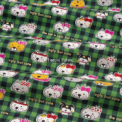 cotton linen - The cat is ugly but so cute fabric - FO:REST Fabric 布恩堂Liberty fabrictana lawnjapanese fabricykk zipper