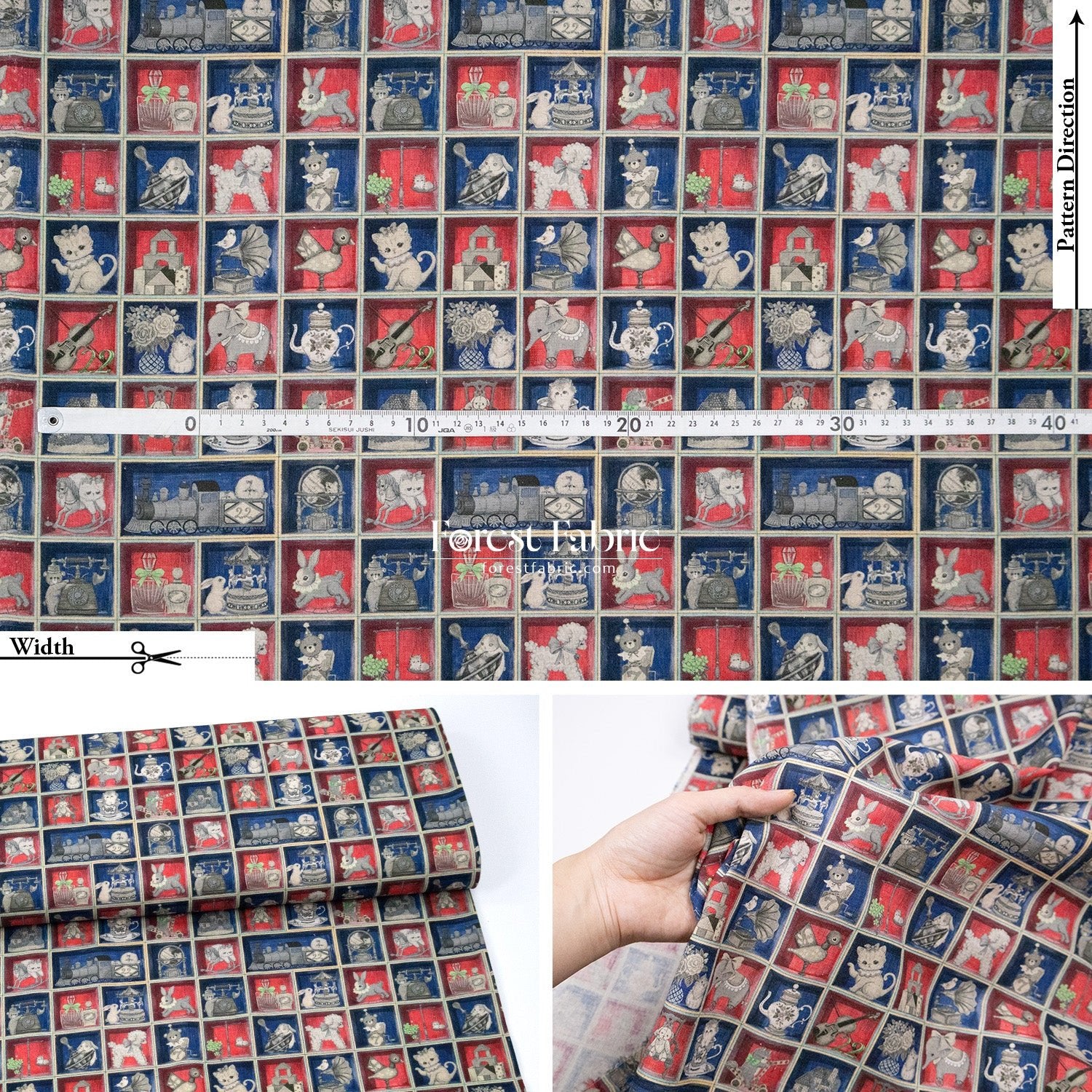 cotton linen - TOY Night Box fabric - FO:REST Fabric 布恩堂Liberty fabrictana lawnjapanese fabricykk zipper