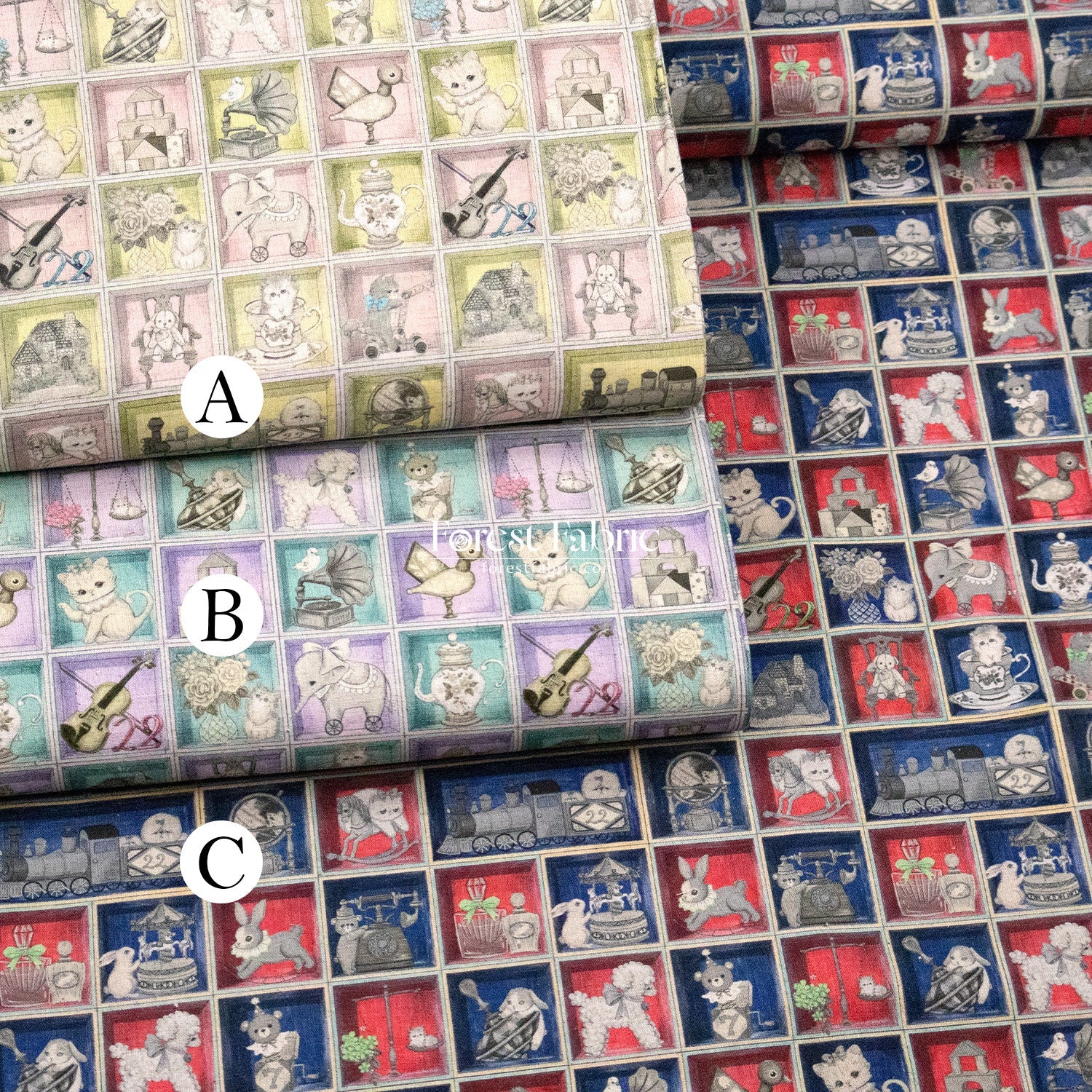 cotton linen - TOY Night Box fabric - FO:REST Fabric 布恩堂Liberty fabrictana lawnjapanese fabricykk zipper