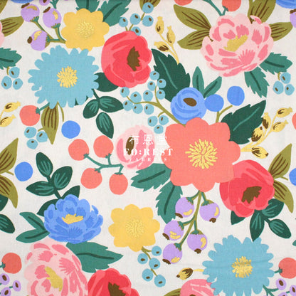 Cotton Linen - Vintage Blossom Natural Fabric Canvas