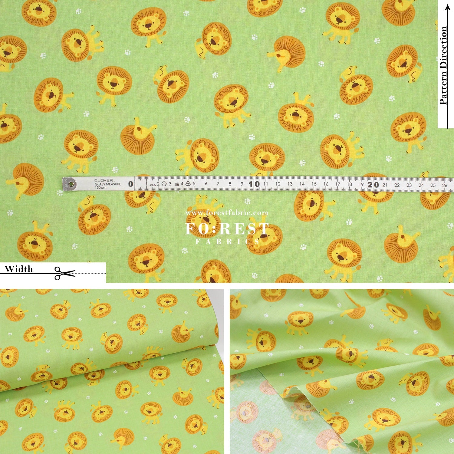 cotton - Lion star fabric Green - FO:REST Fabric 布恩堂Liberty fabrictana lawnjapanese fabricykk zipper