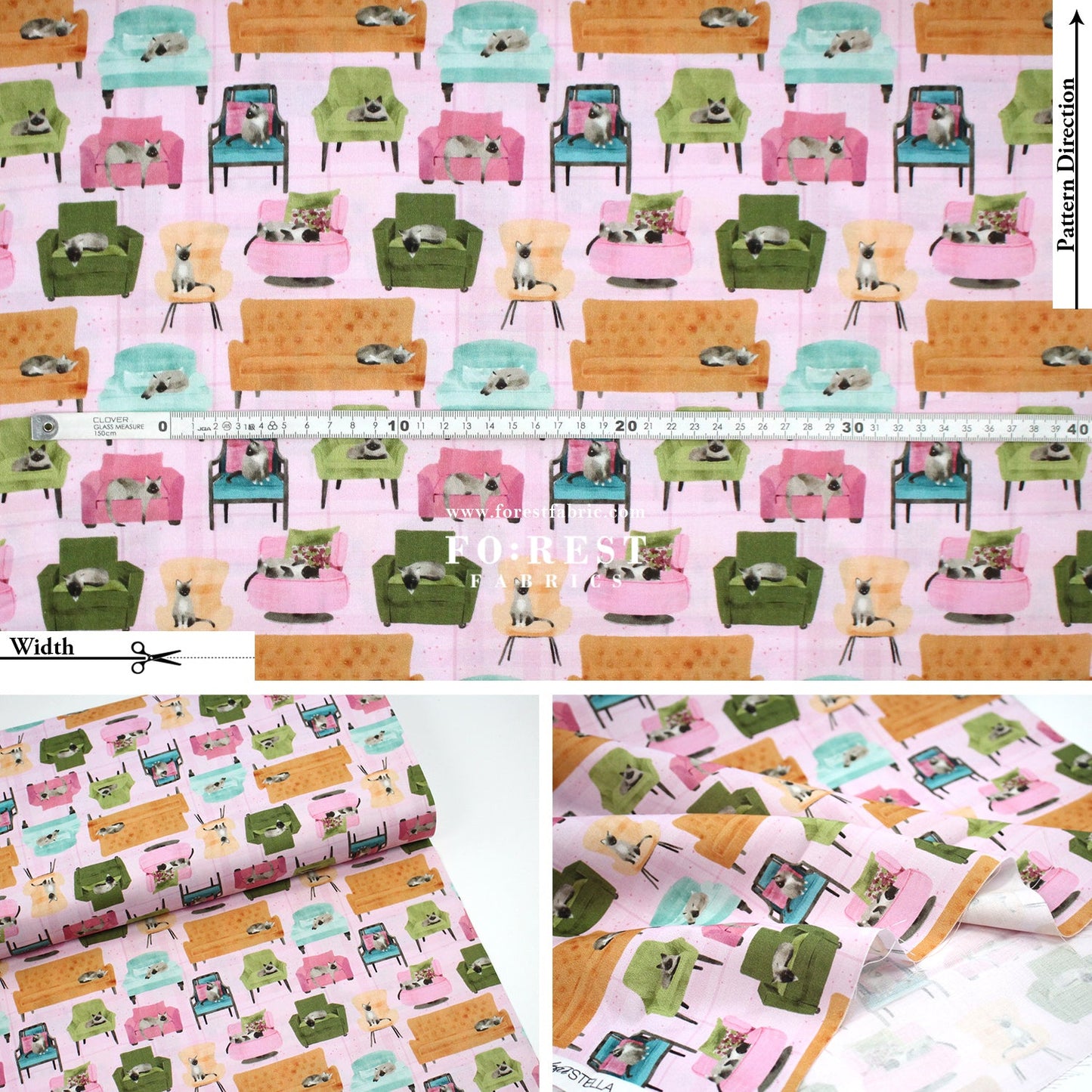 cotton - Lounge Cats fabric - FO:REST Fabric 布恩堂Liberty fabrictana lawnjapanese fabricykk zipper