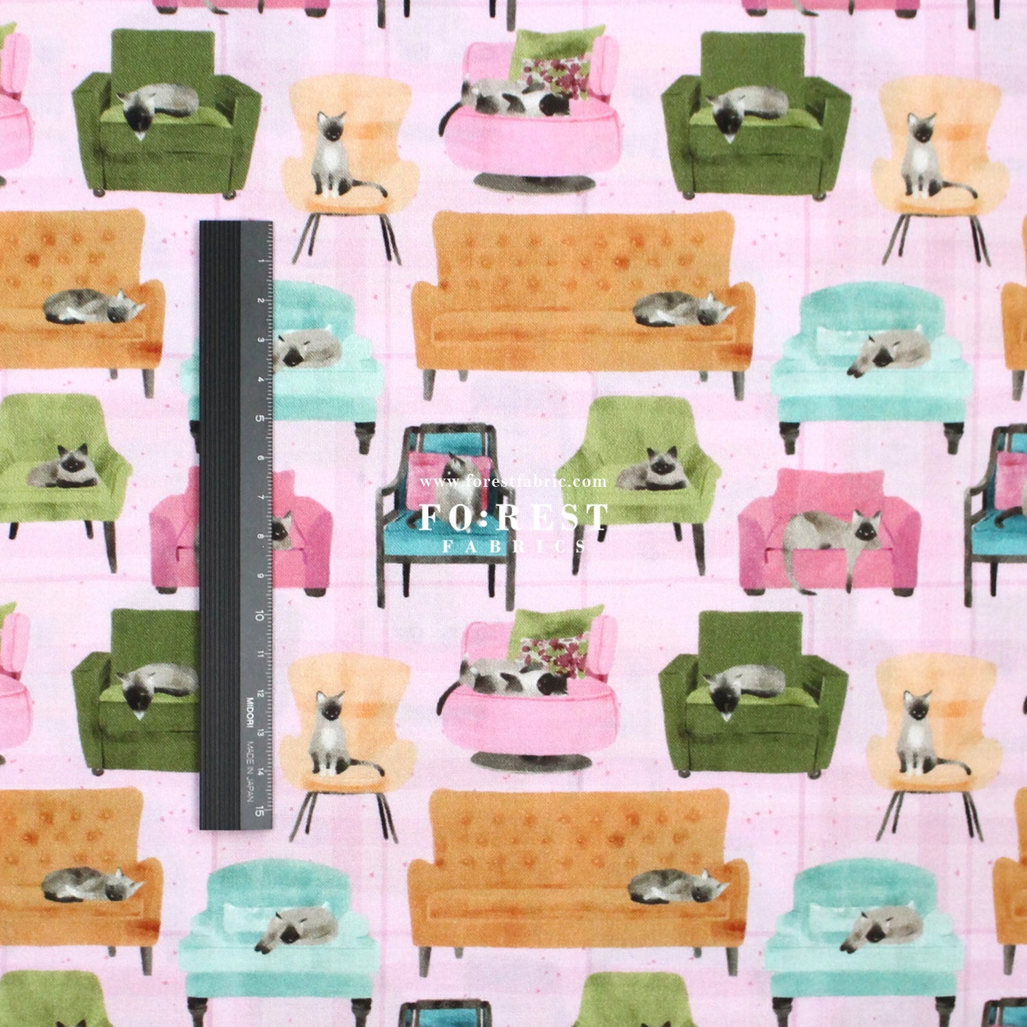 cotton - Lounge Cats fabric - FO:REST Fabric 布恩堂Liberty fabrictana lawnjapanese fabricykk zipper