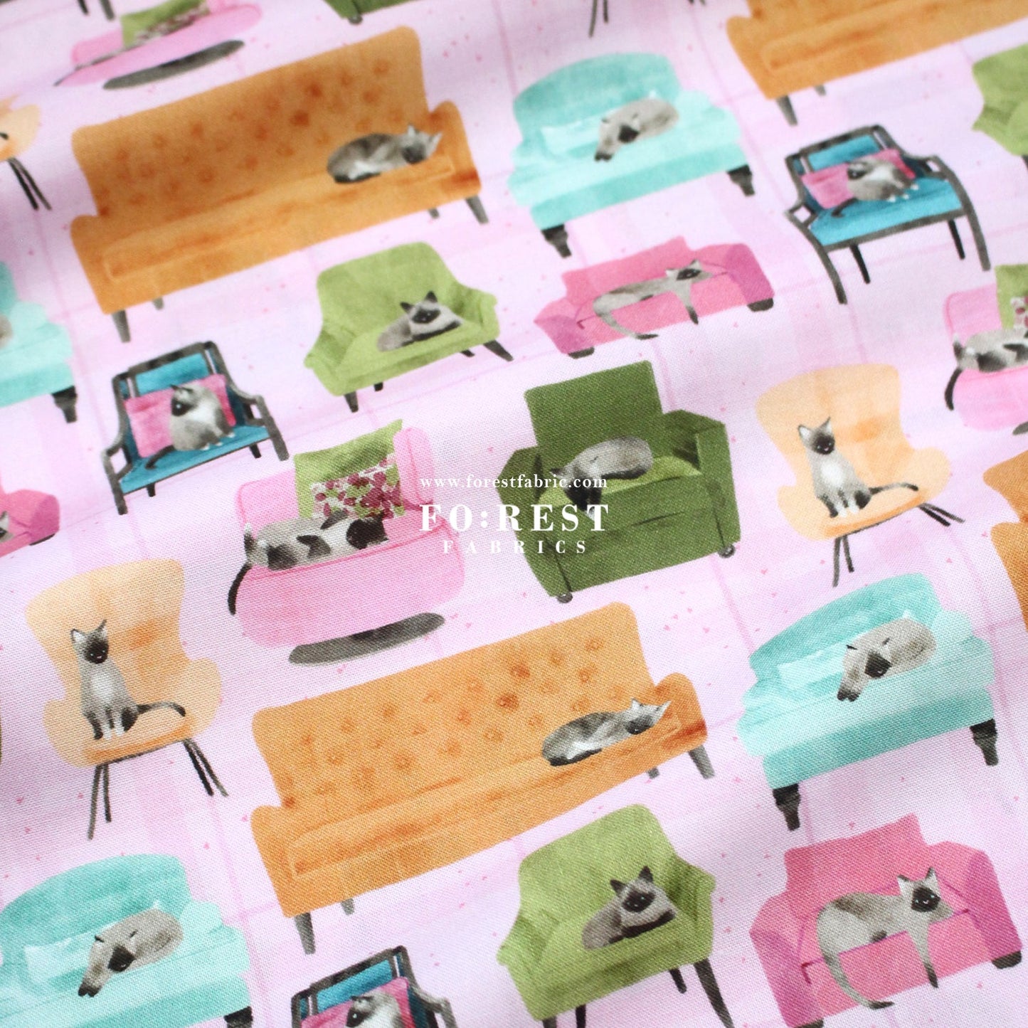 cotton - Lounge Cats fabric - FO:REST Fabric 布恩堂Liberty fabrictana lawnjapanese fabricykk zipper