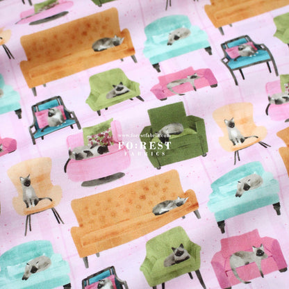 cotton - Lounge Cats fabric - FO:REST Fabric 布恩堂Liberty fabrictana lawnjapanese fabricykk zipper