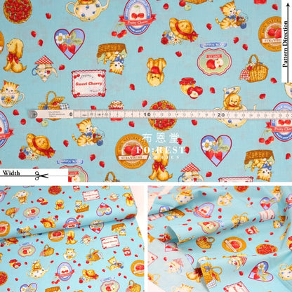 cotton - Love Strawberry fabric Blue - FO:REST Fabric 布恩堂Liberty fabrictana lawnjapanese fabricykk zipper