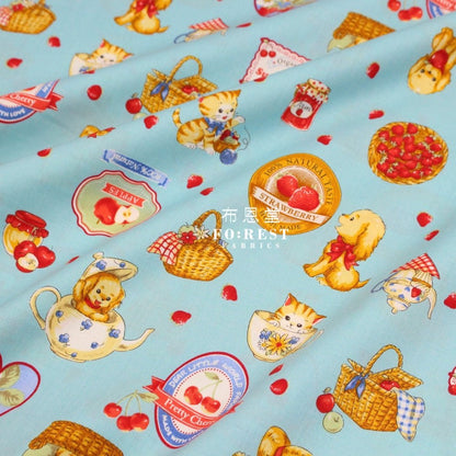 cotton - Love Strawberry fabric Blue - FO:REST Fabric 布恩堂Liberty fabrictana lawnjapanese fabricykk zipper