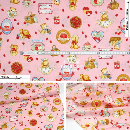 cotton - Love Strawberry fabric Pink - FO:REST Fabric 布恩堂Liberty fabrictana lawnjapanese fabricykk zipper