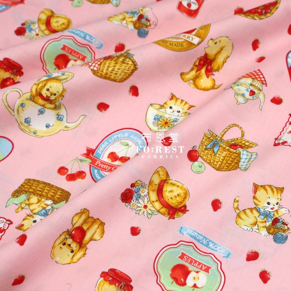 cotton - Love Strawberry fabric Pink - FO:REST Fabric 布恩堂Liberty fabrictana lawnjapanese fabricykk zipper