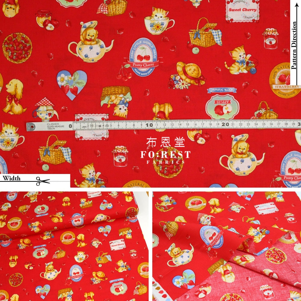 Cotton - Love Strawberry Fabric Red
