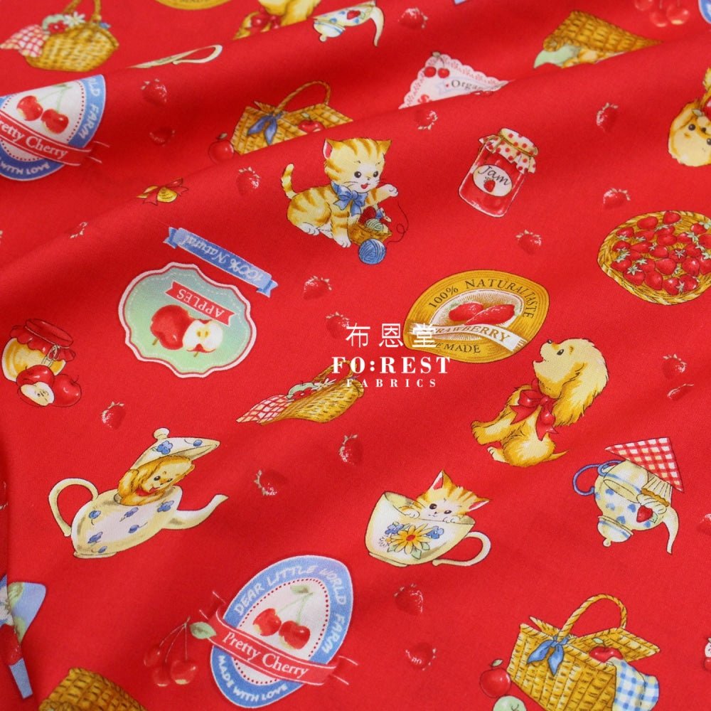 cotton - Love Strawberry fabric Red - FO:REST Fabric 布恩堂Liberty fabrictana lawnjapanese fabricykk zipper