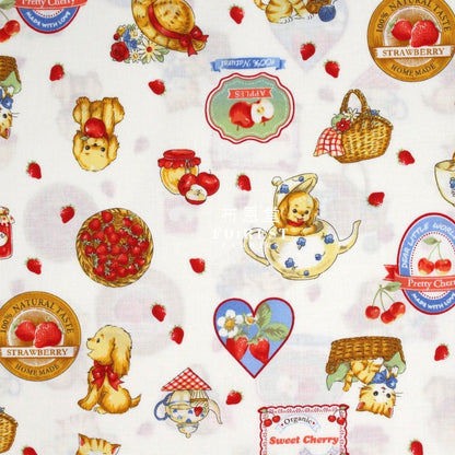 cotton - Love Strawberry fabric White - FO:REST Fabric 布恩堂Liberty fabrictana lawnjapanese fabricykk zipper