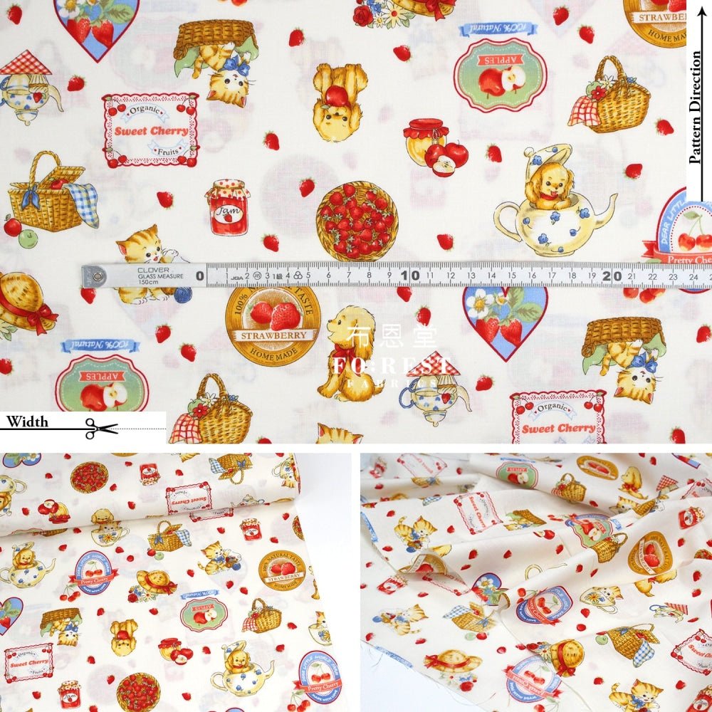 cotton - Love Strawberry fabric White - FO:REST Fabric 布恩堂Liberty fabrictana lawnjapanese fabricykk zipper