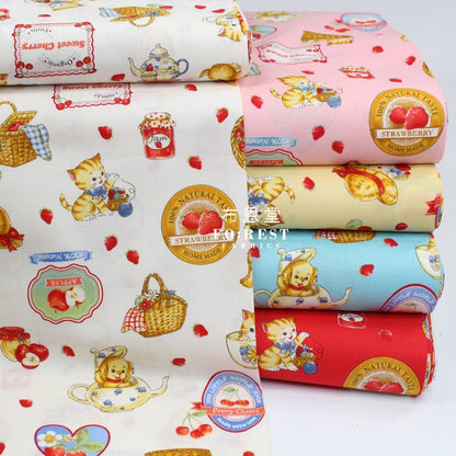 cotton - Love Strawberry fabric Yellow - FO:REST Fabric 布恩堂Liberty fabrictana lawnjapanese fabricykk zipper