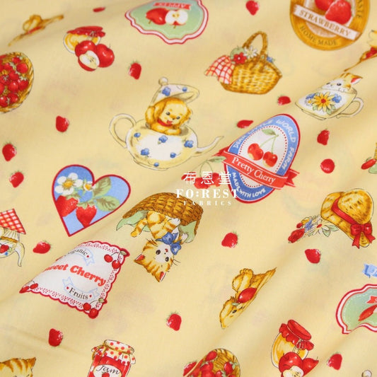 cotton - Love Strawberry fabric Yellow - FO:REST Fabric 布恩堂Liberty fabrictana lawnjapanese fabricykk zipper