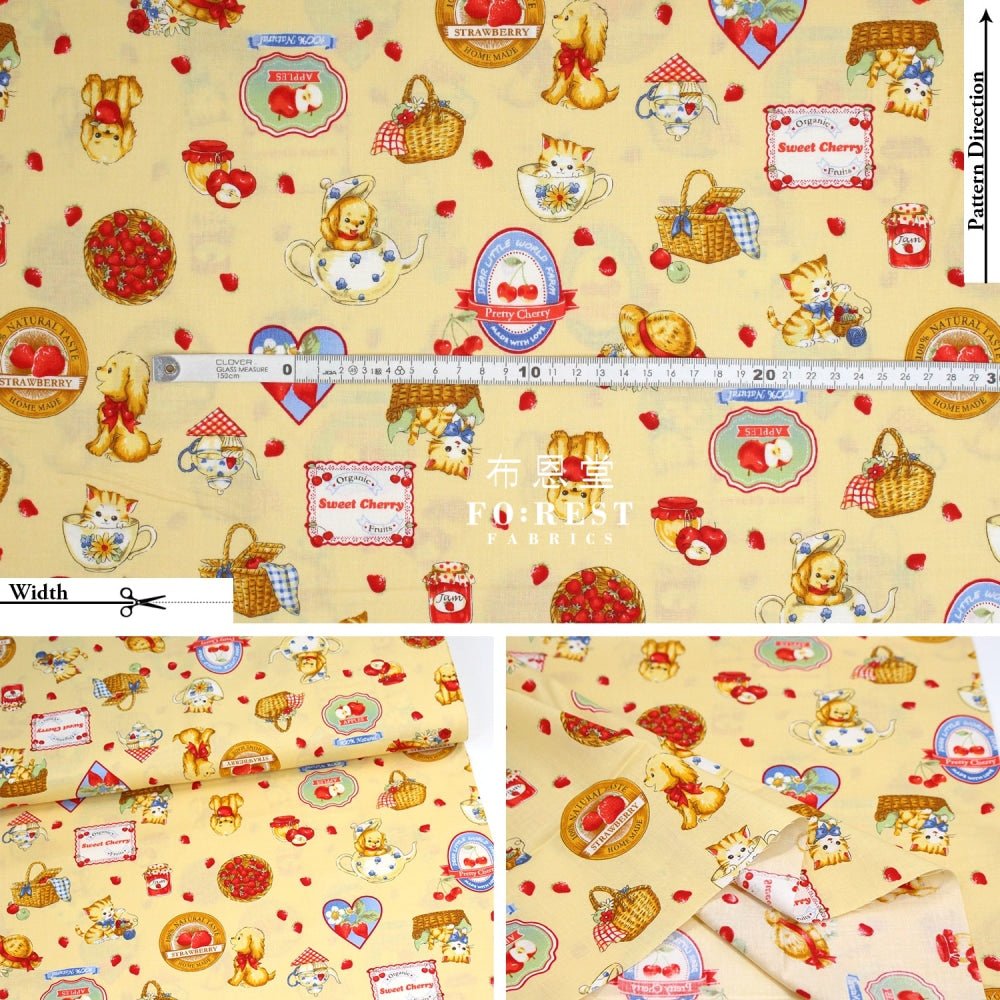 cotton - Love Strawberry fabric Yellow - FO:REST Fabric 布恩堂Liberty fabrictana lawnjapanese fabricykk zipper