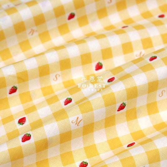 Cotton - Love Strawberry Gingham Fabric Yellow