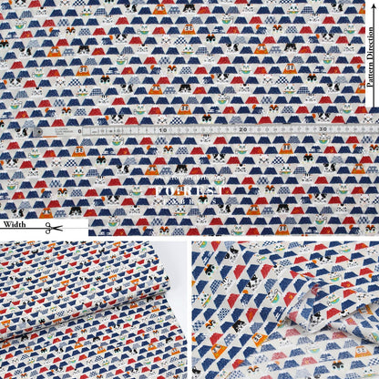 cotton - Lucky cat Mount FUJI fabric Natural - FO:REST Fabric 布恩堂Liberty fabrictana lawnjapanese fabricykk zipper
