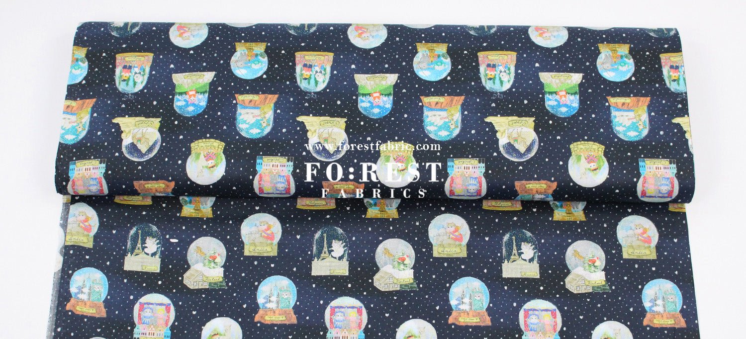 cotton - Magical Snow Globes fabric - FO:REST Fabric 布恩堂Liberty fabrictana lawnjapanese fabricykk zipper